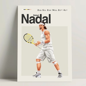 Rafael Nadal Poster Print, Tennis Poster, Modern Tennis Print, Minimalist Tennis Wall Art for Office, Tennis Bedroom Decor Tennis Gift Ideas