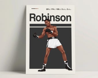 Sugar Ray Robinson Poster #2, Boxing Poster, Modern Boxing Print Minimalist Boxing Wall Art for Office Boxing Bedroom Decor Boxing Gift Idea