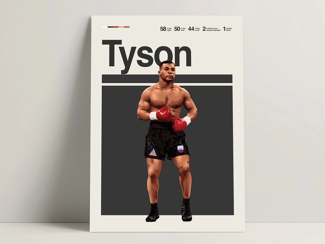 thumbnail image 2 of Mike Tyson 'Iron Mike' Boxing Poster | 11x20 Inch Wall Art - Heavyweight Champ, Framed Canvas Print 2 of 4