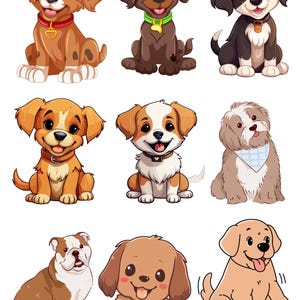 Cute Dogs, Cute Puppy PNG, Cartoon Dog,  Printable Baby Animals, Digital Paper Craft, Commercial Use, Dogs
