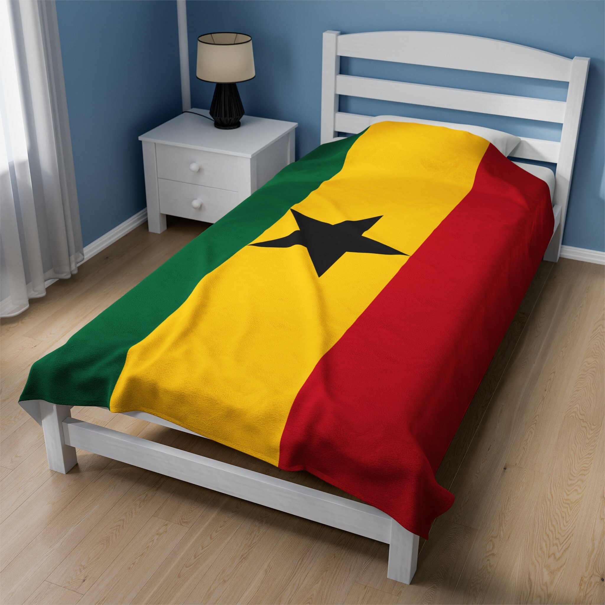 Ghana Velveteen Plush Blanket,ghana Flag Blanket,ghana, Ghana Flag