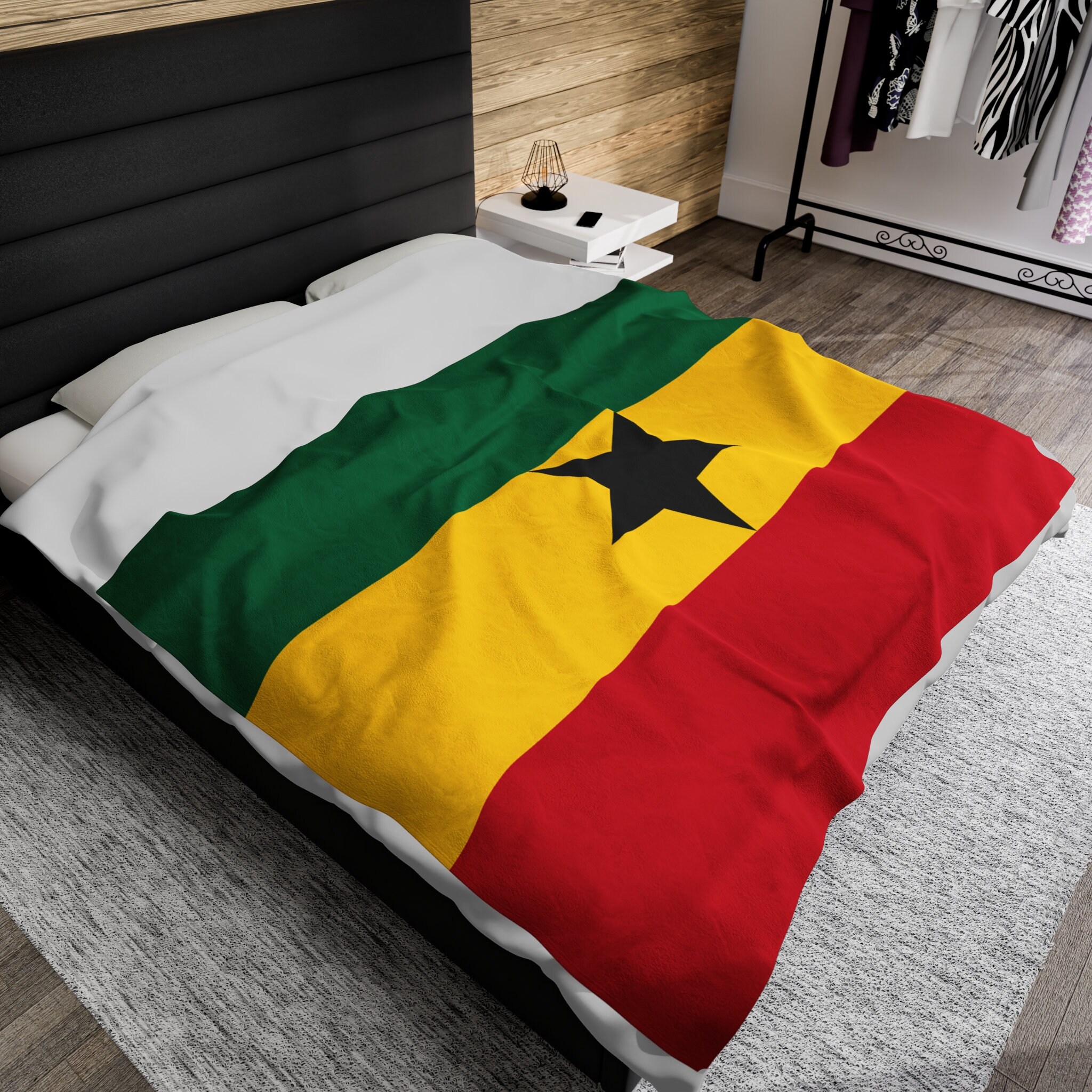 Ghana Velveteen Plush Blanket,ghana Flag Blanket,ghana, Ghana Flag
