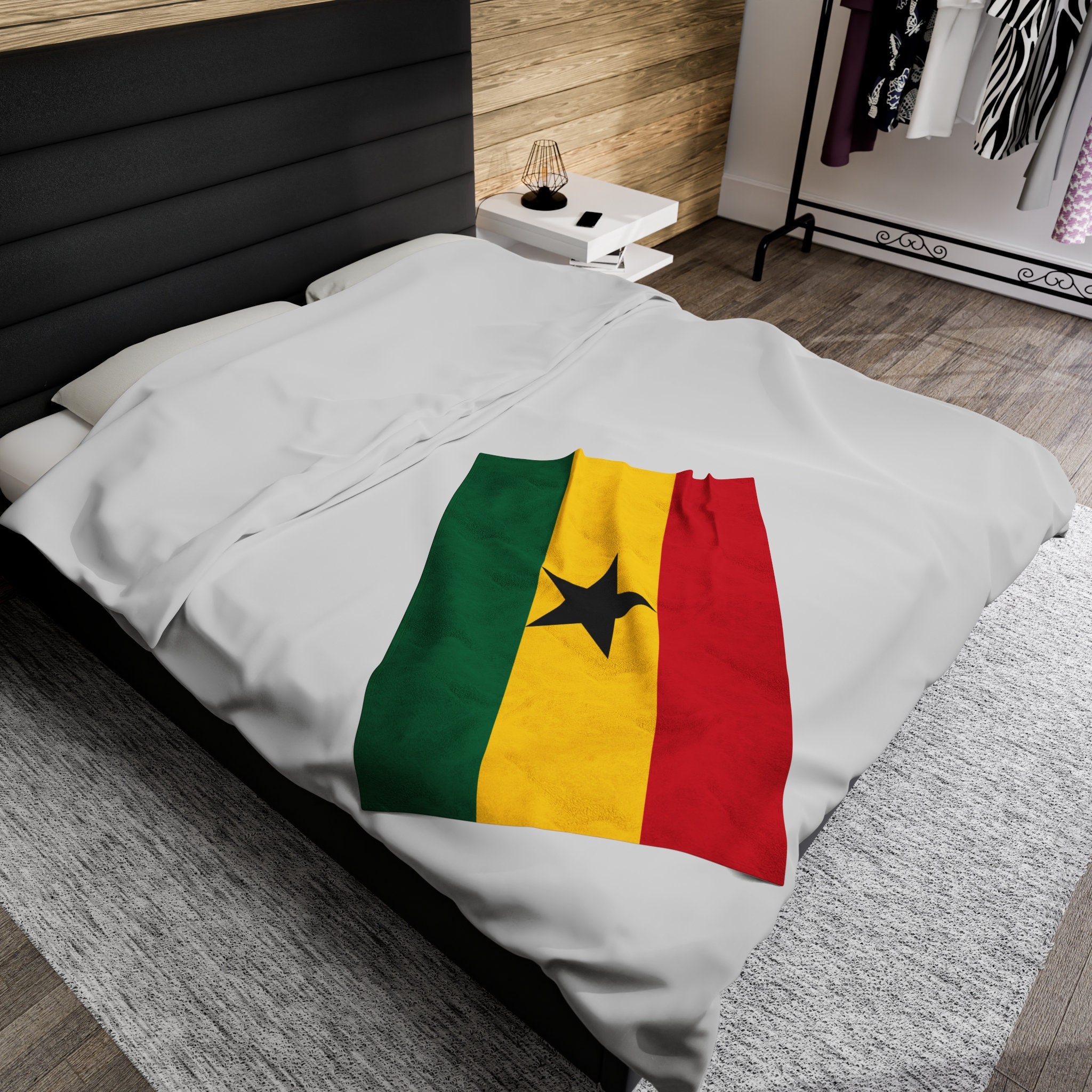 Ghana Velveteen Plush Blanket,ghana Flag Blanket,ghana, Ghana Flag