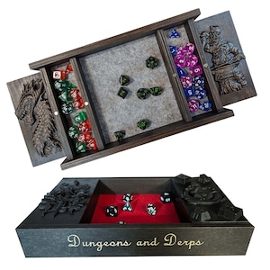 RPG Dice tray, DND Dice Box, Custom DnD Dice Box, DnD Rolling Tray, Personalized Name Engraving, dice holder, dice case, dnd gift