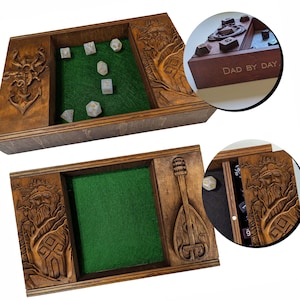 Dnd Dice Tray and Holder for your RPG Games, Handcrafted Dice Box and Rolling tray, Gift for DND fans Gift for Dad Gift for Dnd Wedding