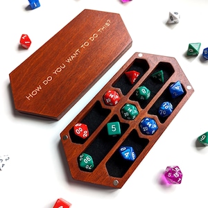 Wooden Box for DND dice with Your Personalization, Dnd Dice Box with black felt, Custom Dice Rollin Tray, Dice Storage