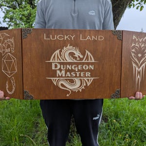 Wooden DM Screen for DnD, Personalized Game Master Screen, Perfect DnD Gift for RPG Fans, Birthday, 3rd Anniversary, Gift for Dad