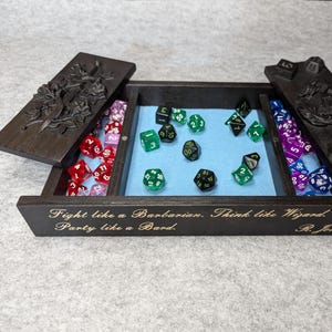 Engraved Wooden Dice Vault – Dragon Dice Box & DnD Gift for Players | Custom Dice Box for 3rd Anniversary or Birthday