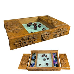 Custom DnD Dice Tray & Box: Personalized Engraved Dice Holder, Premium Rolling Tray, Perfect DM Gift