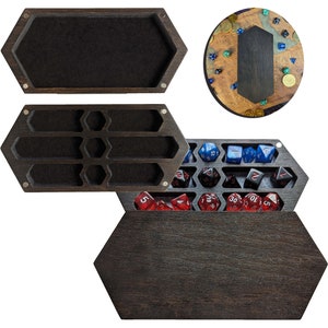 Grote doos voor DND-dobbelstenen met de mogelijkheid tot personalisatie, DND-dobbelstenendoos met zwart vilt, Dobbelsteenbak op maat, Dobbelsteenopslag, Gamingcadeau