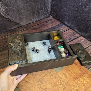 RPG Dice Tray Custom DnD Dice Box Personalized Dice Holder with Name Engraving DnD Rolling Tray Dice Case DnD Gift for Gamer