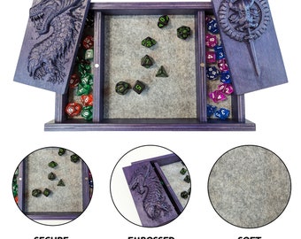 Personalized Wooden Dice Tray with Secure Lid & Custom Engraving Options, Dice box, Dice tray, Rolling tray, Dnd Gift, RPG Games