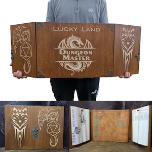 Dm Screen | Personalized Wooden DM Screen – Custom RPG Gift for Dungeon Masters – DnD Birthday or Anniversary Present for Dad or Him