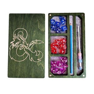 Gepersonaliseerde D&D-dobbelsteendoos, DND-dobbeldoos en opberger, DND-gegraveerde houten dobbelsteendoos, dobbeldoos, houten dobbelsteendoos
