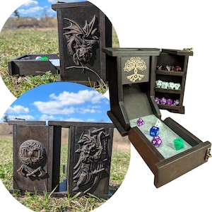 Wooden DnD Dice Tower, Personalized Custom Engraved Tower, Dungeon and Dragons Dice Tower, D&D Gift, RPG Dice Tower