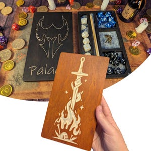 Personalized Wooden Dice Tray | Dice holder Lining and Multiple Compartments Gift for D&D Fans DND dice box | Dice storage | Birthday