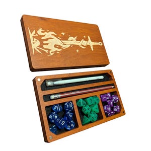 Personalized Dice Tray - Dice holder - Perfect Gift for D&D Fans DND dice box Dice storage - Wood+Felt