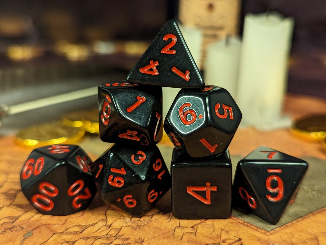 Dnd Dice Dice Set Full Set BLACKRED Dnd Dice Set Dice Set Dice Set Dnd Dice Tray Dice Bag Dice