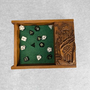 DnD Dice Box - Tray Old Wood Style Dice Vault Personalized Dice Box Storage RPG Dice Case Rolling Tray for Dungeons and Dragons