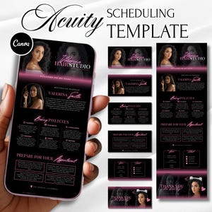 Acuity Scheduling Template DIY Pink Hair Acuity Website Template Hair Booking Site DIY Pink Acuity Website Hair Banner Site Canva Template