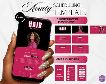 Dark Pink Hair Acuity Scheduling Template Hair Stylist Website Template Acuity Hair Booking Site Hair Stylist Acuity Business Site Canva