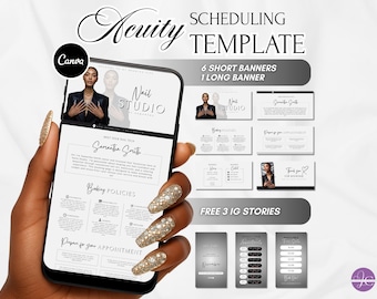 Minimalistisk Acuity-mall för nagelteknik Acuity-schemaläggningsmall Bokningssajt Elegant Acuity-webbplats Nail Acuity-schema Canva-mall