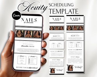 Szablony stron internetowych Acuity Scheduling, strona rezerwacji Acuity Nail Tech, szablon strony Acuity Nail Canva, strona banerów DIY, strona rezerwacji stylizacji paznokci
