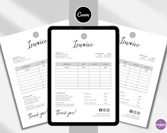 Gray Minimalist Invoice Form Template for Small Business Editable Invoice Form Small Business Custom Order Form Printable Minimalist Invoice