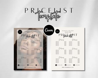 Beauty Salon Pricing Template Price Sheet Salon Business Flyer Price list Template Hair Pricing Flyer Price List Guide Sheet CanvavTemplate