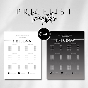 Pricelist Canva Template Beauty Price list Flyer Template Editable Beauty Salon Pricing Template Design Printable Beauty Pricing Guide Sheet