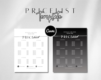 Pricelist Canva Template Beauty Price list Flyer Template Editable Beauty Salon Pricing Template Design Printable Beauty Pricing Guide Sheet