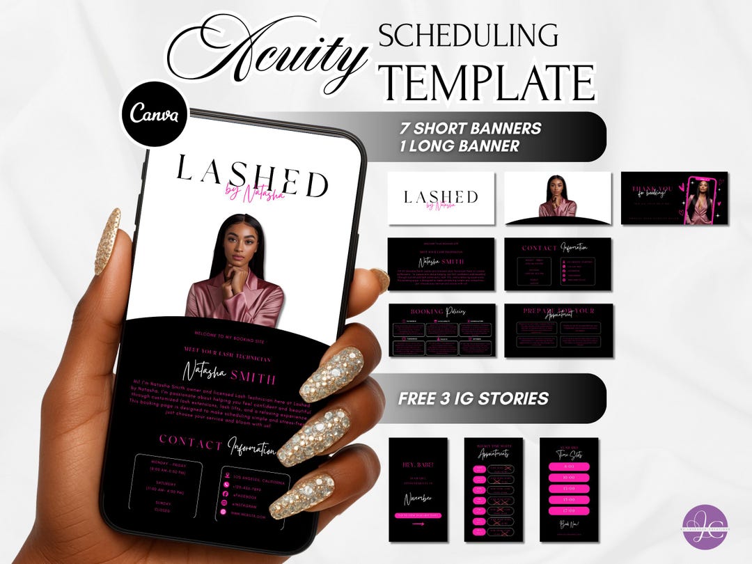 Pink and Black Lash Tech Acuity Scheduling Template Lash Booking Site ...