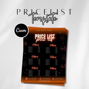 Halloween Pricelist Templates Canva Editable Price List Template Spooky Business Pricelist Flyer Templates Printable Pricing Guide Sheet