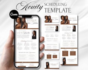 Szablon harmonogramu Acuity Strona rezerwacji fryzjera DIY Minimalistyczny szablon Acuity Hair Szablon strony internetowej firmy fryzjerskiej Stylista fryzur Acuity