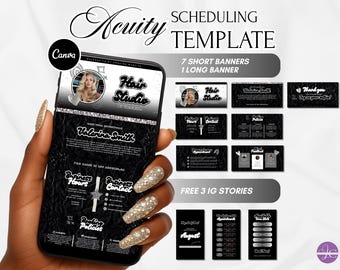 Hair Acuity Scheduling Template Hair Stylist Website Template Black Glitter DIY Acuity Booking Site Hair Stylist Acuity Business Site Canva