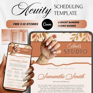 Nail Acuity Schemaläggningsmallar Bokningssajt Naglar Höst Hösttema Acuity-sajt Nagelteknik Acuity-sajt Acuity Nails Orange Canva-sajt