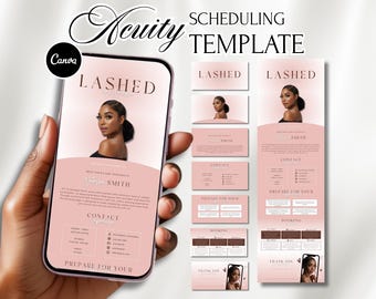 DIYラッシュアキュイティ予約テンプレート、アキュイティ予約サイト、ラッシュテクニシャンウェブサイトテンプレート、ミニマリストラッシュアキュイティサイトバナーCanvaテンプレート