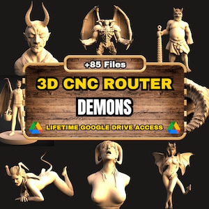 Demons 3D CNC-router STL-pakket: +85 STL-bestanden van demonische wezens-modellen voor 3D-cnc-routermachine - levenslange toegang tot Google Drive