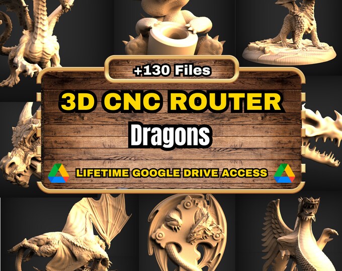Dragons 3D CNC Router STL Pack: 130 STL Files of Dragon Models for 3D ...
