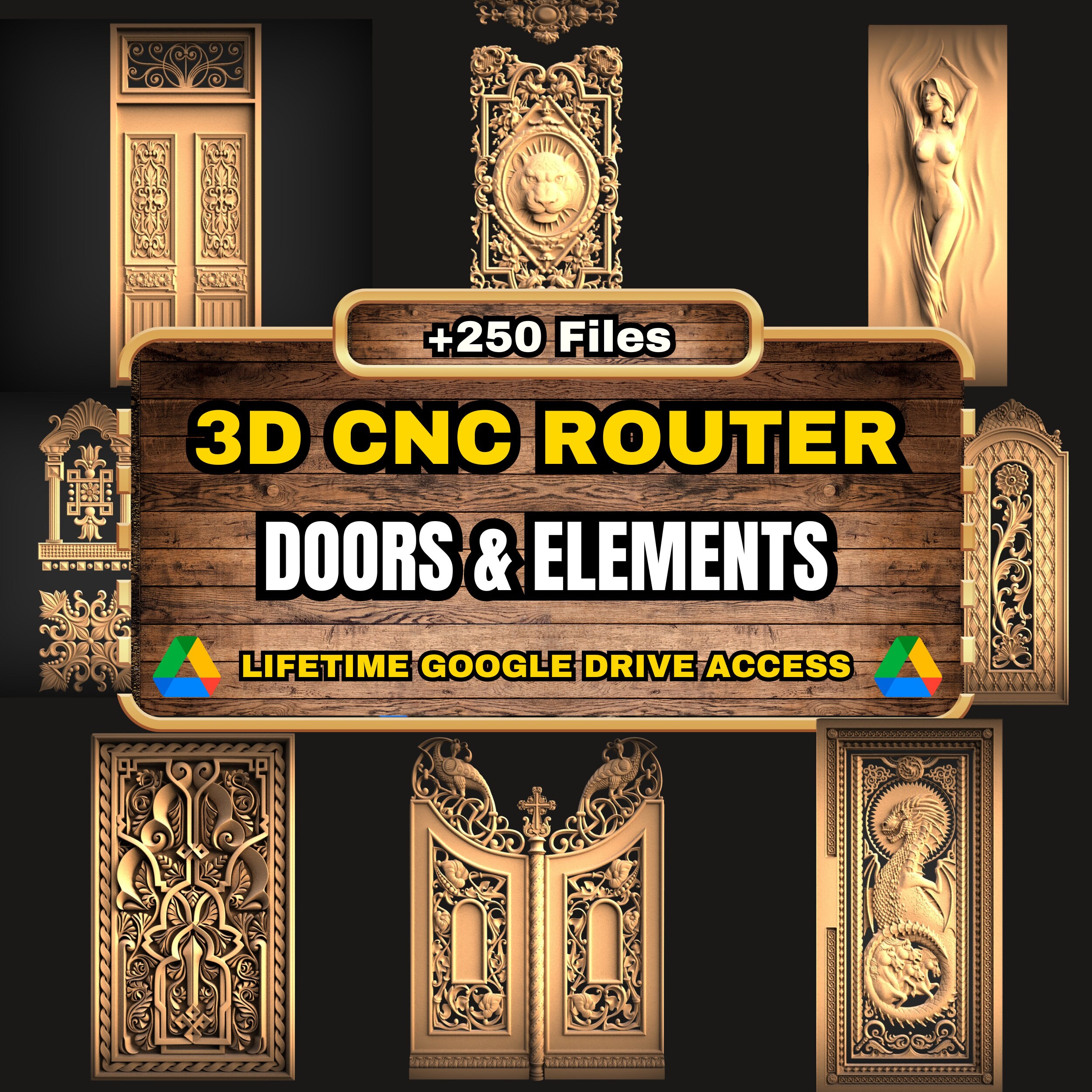 Doors & Elements 3D CNC Router STL Pack: 250 STL Files of Doors and ...