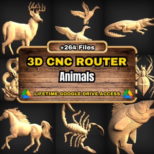 Tiere 3D-CNC-Fräser-STL-Pack: + 264 STL-Dateien von Tieren und Fischen Modellen für 3D-Cnc-Fräser-Maschine - Lifetime Google Drive Access