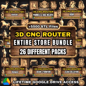 Paquete completo de la tienda: más de 5500 archivos STL de 26 categorías diferentes para máquina enrutadora CNC 3D - Acceso de por vida a Google Drive