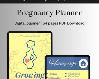Diario de embarazo, Planificador de embarazo, Planificador de embarazo digital, Planificador de embarazo imprimible, Diario de embarazo, Calendario de embarazo digital