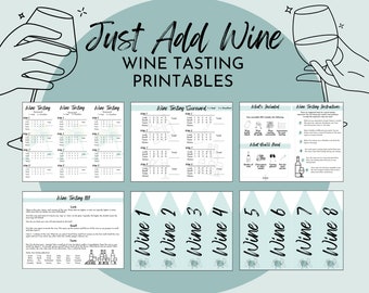 Blind Wine Tasting Party Game – DIY Scorecards & Bottle Labels (Digital Download)