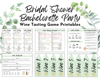 Bachelorette Wine Tasting Game – Bridal Shower Party Printables (Digital Download)