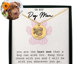 Gepersonaliseerde hond portret ketting, hond eigenaar cadeau, Valentijnsdag sieraden, gegraveerde ketting, sieraden cadeau, ketting voor Valentijnsdag,