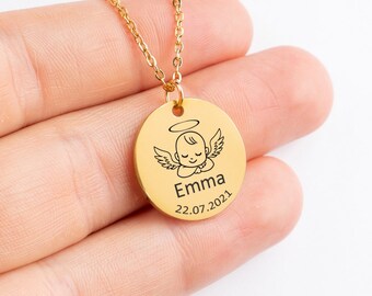 Aangepaste babyketting, ketting voor mama graveren, aanpasbare ketting in goud, roze goud of zilver roestvrij staal, voornaam ketting.