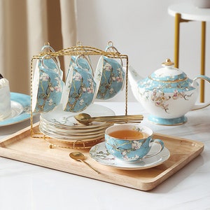 Creative Bone China Cup and Saucer Set French Afternoon Tea Gold