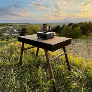 Mesa de camping plegable, mesa de picnic portátil, mesa de camping personalizada grabada, regalo para cumpleaños, mesa de madera minimalista, duradera para patio