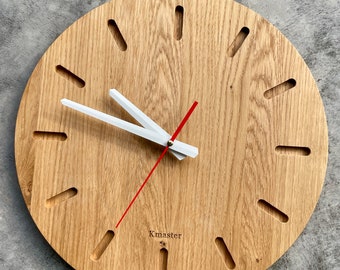 Minimalist Wooden Clock Silent Wall Clock 14" Inch 36cm Ash Wood Clock Modern Clock Big Clock Eco Made in Ukrenia